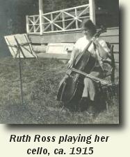 Ruth Ross playing cello in 1915